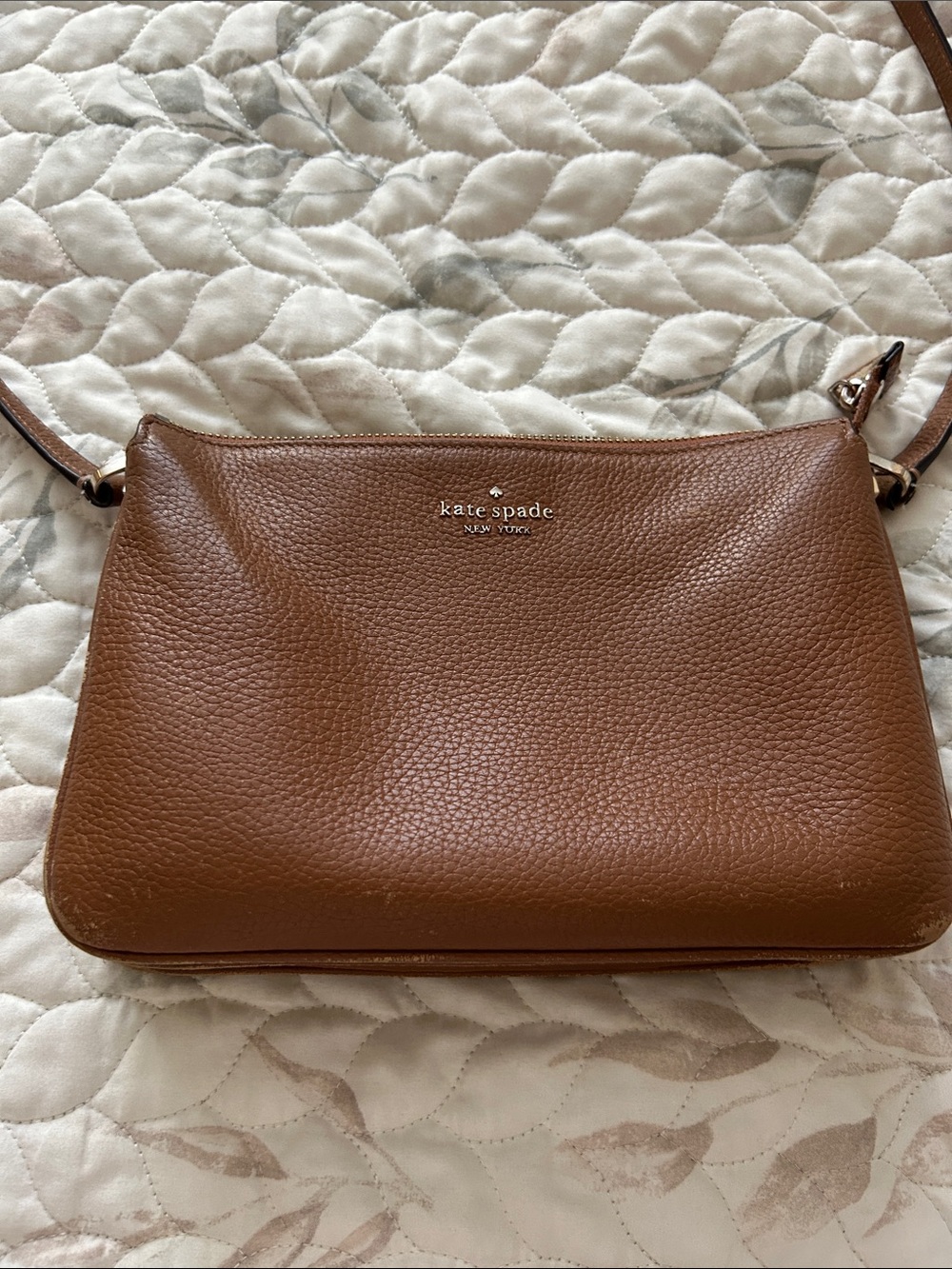 kate spade New York Tan Brown Pebbled Leather Crossbody